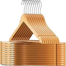 DD RETAILS Cloths Hanger of Imported Wooden Cream Color with Chrome Hooks (12)-picture-21