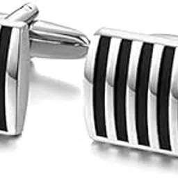 amaal Cufflinks for Men Boys Silver Cuff links Formal Stainless Steel Black Cufflink For Men Birthday Gift Anniversary Husband Cuff Links Cufflinks Set for Mens Boys Man Boy Valentine Gifts -A30-picture-56