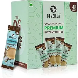 Bevzilla 48 Instant Coffee Powder Sachets (Colombian Gold) - 96 Grams| Hot & Cold Coffee| Makes 48 Cups| Arabica Coffee| Perfact For Espresso, Latte, Cappuccino Hot & cold Brews-picture-25