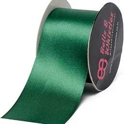 Bells and Whistles Forest Green Satin Christmas Ribbon (legth : 10 Yards Width: 2 inch)-picture-57