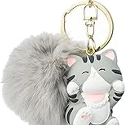 pmeixcy 2PCS, Cat Keychain, Cute Keychain Set, Stainless Steel Keyrings & Keychains for Girls, Women Men Bag Charms for Handbags and Car Keychain, Black It Is So Cute It Can Be A Cat Lover Gift image 1