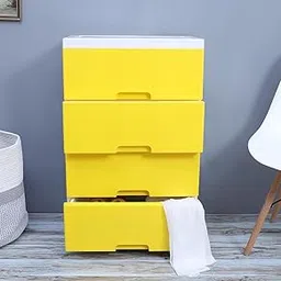The Tickle Toe 4-Drawer Plastic Chest for Kids | Yellow Storage Organizer | Child-Safe, Portable & Secure Cabinet | L44 x W28.5 x H67 cm | Made in India-picture-25