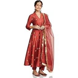 amazon brand - myx Women's Embroidered Anarkali Kurta Set with Organza Dupatta | Latest Design | Available in Plus Sizes-picture-27