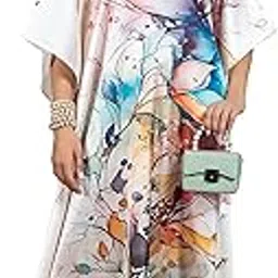 label aarna Soft Satin Kaftan with Digital Print and Hidden Adjustable Belt | Free Size [M-3XL] | Maxi Dress | Fancy | Kaftan Dress for Women-picture-22