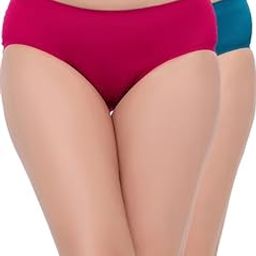 clovia Women's Pack of 2 Modal Medium Waist Outer Elastic Hipster Panty- Pink,Teal Blue-picture-37