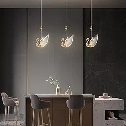 Harold Electricals Home Decorative Swan Hanging Pendant Light for Bedroom, Living Room, Cafe, Kitchen Island, Balcony with Inbuld LED Chip - Pack of 3-image-0