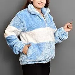 Qadri Fashion Women's Fleece Winter Contrast Jacket, Wool Zip-Up, Soft Fluffy Cold-Weather Outerwear-picture-49