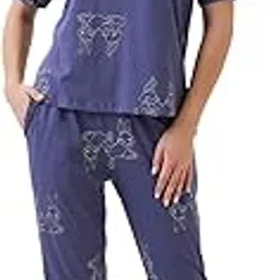 av2 Women's Cotton Printed Round Neck Short Sleeve Nightsuit Set | Pajama Set | Casual Night Dress for Women- 2887-picture-51