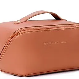 SHAMAX® Wash Bag Pouch for Travel Kit Toiletry Bag Cosmetic Bag Make Up Box for Brushes, Accessories with Handle, Large Capacity Translucent Waterproof (1025/Brown)-picture-44