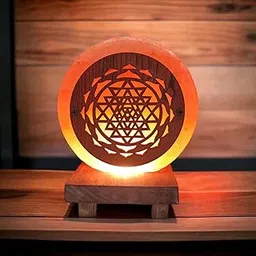 Global Aroma Mini 3D Shri Yantra Himalayan Rock Salt Lamp for Vastu, Feng Shui, Healing, Peace & Harmony, Gifting (Natural/Orange)-image-53