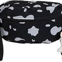 1 Pc Cow Bum Bag for Girls/Boys - Sling Side Shoulder Crossbody Bags for Men - Travel Mesasager Pouch to Carry Accessories. Perfect for Travelling, College Beg- Fabric (Black, Pack of 1)-image-86