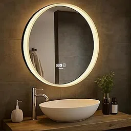 Plantex Aluminium Frame LED Mirror for Wall/Wall Mount Mirror for Bedroom/Dressing Room/Living Room/Entryway - (24 Inch-Black)-image-16