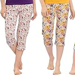 zebu Women's Printed Casual Capri (Pack of 4) Regular image 1