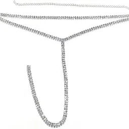 mippo T-Shaped Pendant Double-Layer Necklace for Women & Girls | Stylish Chain with Sparkling-picture-21
