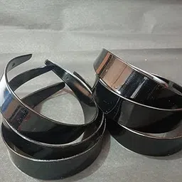 Glam Shopperz Wide Plastic Headbands, Black Chrome Finish, 4 Inch Pack of 12-picture-43