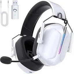 Gvyugke Wireless Gaming Headset for PS5, 2.4GHz Gaming Headset with Mic for PS4/Nintendo Switch, ONLY 3.5MM Wired for Xbox Series, 40H Battery - White image 1