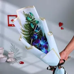 FlowerAura Fresh Live Premium Flower Bouquet of Blue Flower For Birthday Gift, Anniversary Gift, Wedding Gift, Mother's Day Gift, Love & Romance Gift, Father's Day Gift (Same Day Delivery)-image-14