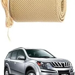 Leather Luxury Beige Stiched Steering Super Fiber Non-Slip Steering Wheel Cover for XUV-500-Old-picture-39