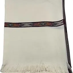 shreechales Men Off White Wool Blend Kullu Border Shawl (50W X 100L)-picture-10