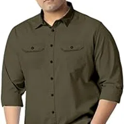 Plus Size Men's Cotton Blend Casual Shirt with 2 Front Pockets-rs_2p_Purple_Shirt_C1_55_P-picture-36
