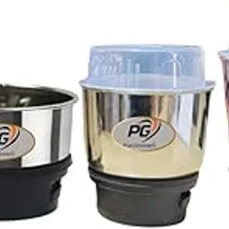 Mixer Grinder Blender Jars Combo Set Stainless Steel 180 ML Mini Chutney 250 Ml Grinding 500 Ml Liquidizer Containers with Ideal Kitchen Accessory for Dry Spice Puree Shakes - 3Pcs-picture-25