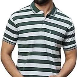uniberry Men's Cotton Blend Polo Collar Striper T Shirt Has A Short Sleeves & Pocket On Chest-MT3-GW_XXL Green White-picture-11