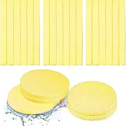 RUBYFACE Facial Sponge Compressed Face Cleansing, Face Cleaning Sponge Pads, Makeup Removal Sponge Pad Exfoliating Wash Round Face Sponge yellow (PACK OF12)-image-51