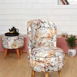 Ottoman pouffes Stool for Living Room Dinning Chair for Living Room Dressing Makeup Table Pouffe Chair (Chair-YellowOrange)-image-0