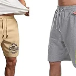 ads clothing Beige Grey Cotton Blend Comfy Casual Shorts for Men Women-picture-24