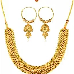 Traditional Wedding Maharashtrian Kolhapuri Thushi (Choker) Necklace Set Jewellery for Women and Girls (Combo THUSHI 801)-image-26