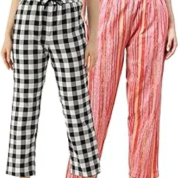 kryptic Women Pack of 2 Pure Cotton Printed Relaxed fit Lounge Pants with Side Pocket-picture-52