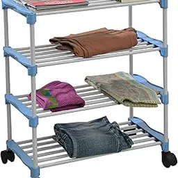 PARASNATH Alloy Steel Smart Shoe Rack with 4 Shelves Shoes Stand (Blue, White)-picture-45