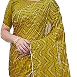 mirchi fashion Women Ready to Wear Chiffon Georgette Saree with Blouse Piece | Readymade 1 Minute Sarees | Pre Draped Sari image 1