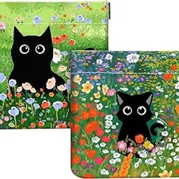 sumlliay 2Pcs PU Leather Small Squeeze Coin Purse Pouch, Cat in flower and grass, Coin Purse Pouch-picture-10