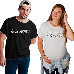 iberry's iberys Cotton Couple Tshirt Matching Maternity Tshirt for Women and Men| Maternity Couple Tshirt for Photoshoot- 07 (Became Mommy Daddy)-picture-40