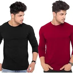 revizo Men Solid Full Sleeve Cotton Blend Round Neck Regular Fit T-Shirt-picture-36