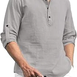 crowntail Men Pure Cotton Slim Fit Full Sleeve Short Kurta | Super Soft Stylish Kurta for Any Occasions (KRTBTN22)-picture-24