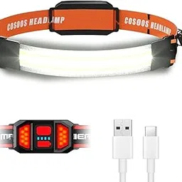 COSOOS Rechargeable Headlamp Flashlight, Bright Wide Beam LED Head Lamp, Adjustable Headband for Adults & Kid, Red Tail Light, 500Lumen, Lightweight Headlights, Outdoor Hiking Camping Gear-picture-28