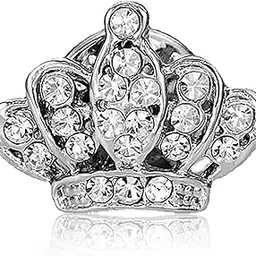 Crown Style Cubic Zirconia Studded Double Chain Pin Brooch Fashion Jewellery for Men-image-9