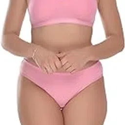 elina Women's Full Coverage Non Padded with Detachable Strap Cotton Hosiery Bra and Panty Set (Lovia Set)-picture-32