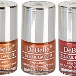 DeBelle Gel Nail Polish Combo Set of 3 Rustique Copper, Roseate Gold & Scarlet Ruby - 24 ml (8 ml Each)-picture-19