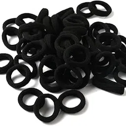 100PCS MEGANCHOICE Small Baby Girls Hair Ties Rubber Bands for Kids Soft Cotton Mini Hair Elastic Rubber Band Baby Ponytail Holders Tiny Hairband (BLACK)-image-25