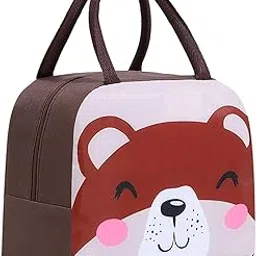 PAUL SONS Kids Insulated Lunch Bag, Brown Teddy Design, Cute Cartoon Character-Simple-P (Brown)-picture-27