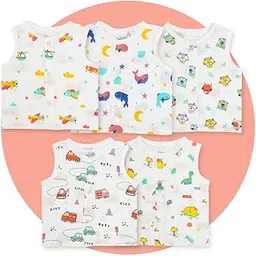 A Toddler Thing Organic Cotton Muslin Button Jabla | White Jhabla | for Boys & Girls | Summer Wear Jabala | Comfortable Baby Products | Sleeveless Vest | Pack of 5 | Size - Newborn-picture-10