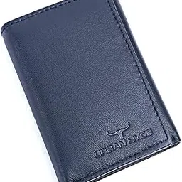Trifold Unisex Wallet for Men & Women Leather Original Wallet RFID Protected (Blue)-image-1