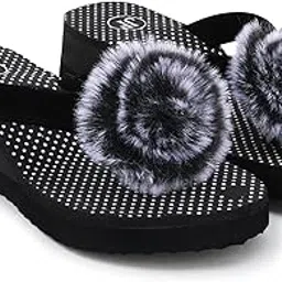 skytrap Women Nubuck Polka Print Heels Soft Flower Slippers Flipflop-picture-10