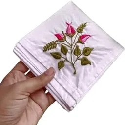 Shree adodhya womens pink floral embroiderd handkerchief set of 2.-picture-26