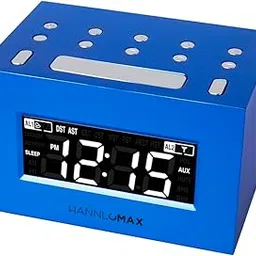 HANNLOMAX HX-111CR Alarm Clock Radio, PLL AM/FM Radio, Dual Alarm, White LED Display, Auto DST, Aux-in Jack. (Blue)-picture-12