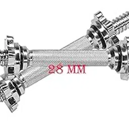 GYMINGWORLD Dumbbell Rod with 4 Star Nuts, 28 mm 14 Inches Solid Bar | Steel Chrome-picture-26