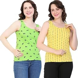 ayvina Women Printed Tank Top – Cotton Sleeveless Stylish Casual Wear Printed Tank Tops for Women Girls Ladies – Soft Comfortable Gym Yoga Workout Summer Tops-PACK OF 2-picture-29